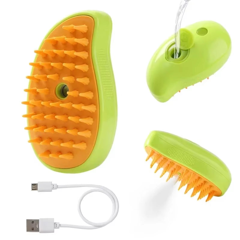 3-in-1 Steam Pet Brush for Dogs and Cats - Massaging Grooming Tool with Spray for Tangled and Loose Hair Removal