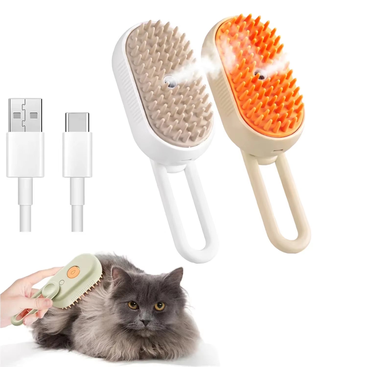 3-in-1 Steam Pet Brush for Dogs and Cats - Massaging Grooming Tool with Spray for Tangled and Loose Hair Removal